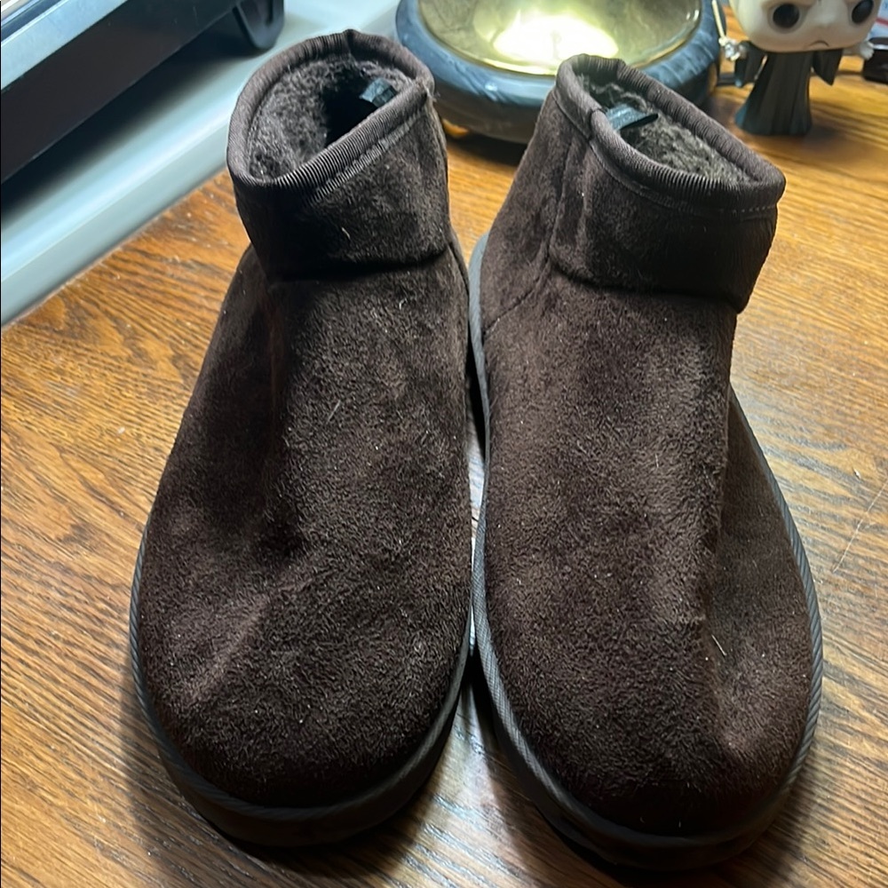 Brown Ankle Boots Slip-On Suede